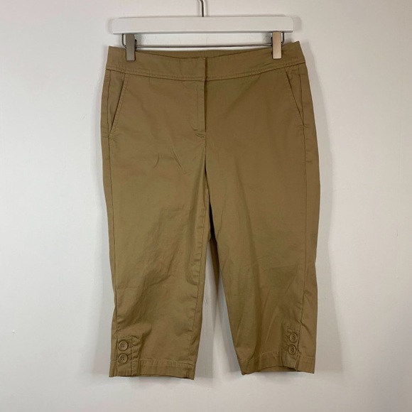 Pantalon Capri Talbots Femme Taille 4 Kaki - Jambe Large - En Polyester/rayon/spandex - Occasion Très Bon état